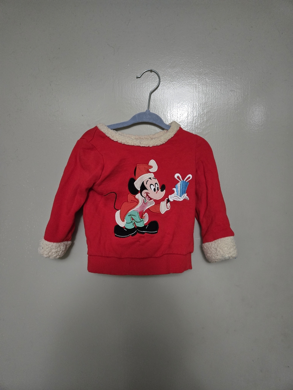 Disney Red Mickey Holiday Sherpa-Trim Sweatshirt